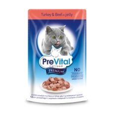 PreVital Premium консервы с индейкой и говядиной в желе для кошек, 100 г